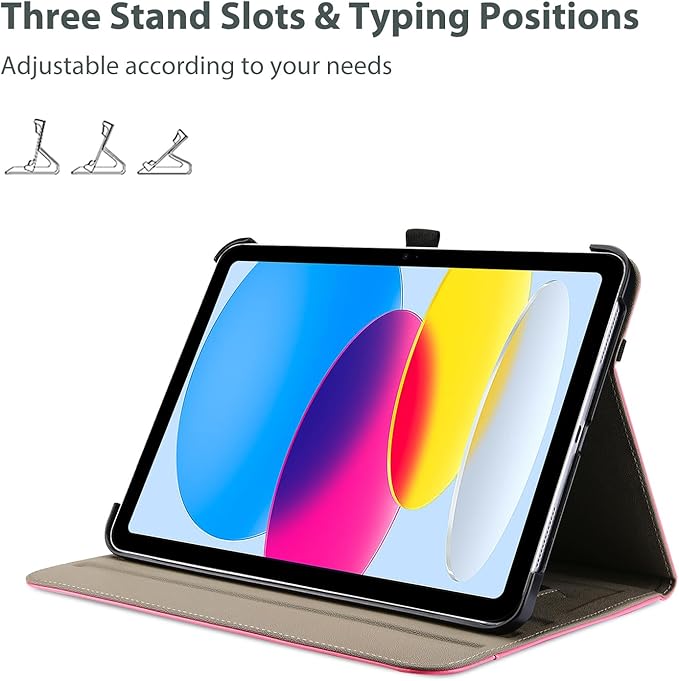 ProCase for iPad A16 11th Generation 11 Inch 2025/iPad 10th Generation Case 10.9 Inch 2022, iPad 11/10 PU Leather Case Business Stand Cover Smart Folio with Hand Strap Front Pocket Pen Loop -Pink