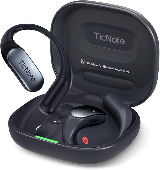 Mobvoi TicNote Pods Wearable AI Voice Recorder with 4G, No Phone Needed, Voice Activated, AI Transcription & Translation,Auto Transcription & Meeting Notes,120+ Languages, 5-Hour Battery,Blue