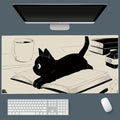 Gaming Mouse Pad XXL Extended Anime Mouse Pad 31.5x15.7inch, Large Cute Kawaii Big Computer Mouse Mat Desk Pad Home Office-Black Reading Cat