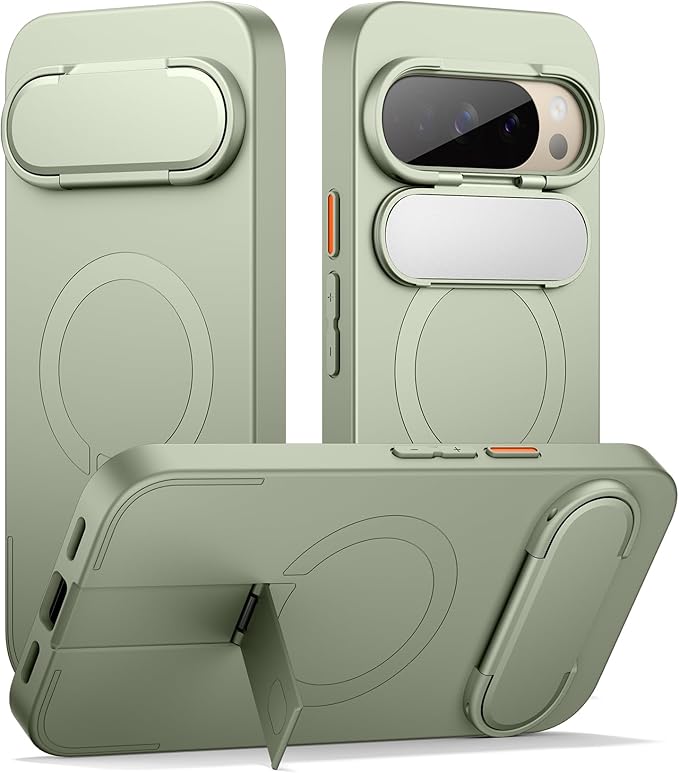 SURITCH for Google Pixel 10 Pro XL Phone Case, Compatible with MagSafe, Protective Cover with Camera Cover & Adjustable Metal Kickstand for Pixel 10 Pro XL 2025 -Sage Green
