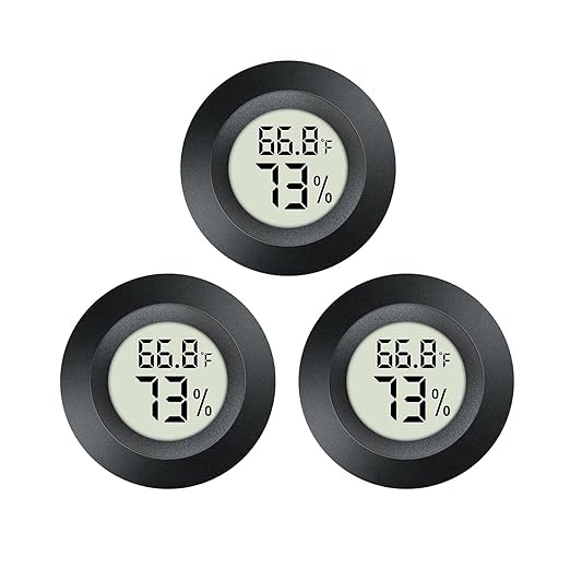 3pcs Mini Hygrometer Thermometer Indoor Outdoor Round Humidity Meter Temperature Gauge Humidity Sensor Fahrenheit Switchable Celsius Monitor for Reptile Jars 3D Printer