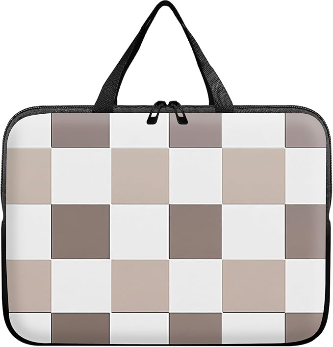 Universal Laptop Sleeve Tablet Case 12 inch, Brown Checkered Slim Carrying Case Handbag Travel Laptop Bag for Surface Pro 9 8 7/Laptop Go 2 3, MacBook Air 11/12