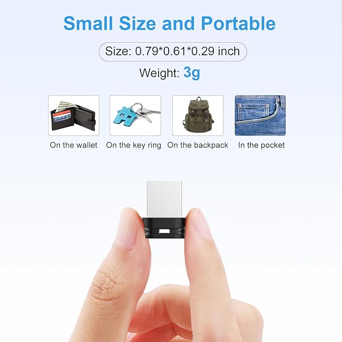 RAOYI 3 Pack 32GB USB Flash Drive, USB 2.0 Mini Fit Memory Stick Ultra Slim Thumb Drive Jump Drive Zip Drive Pen Drive with Lanyard-Black