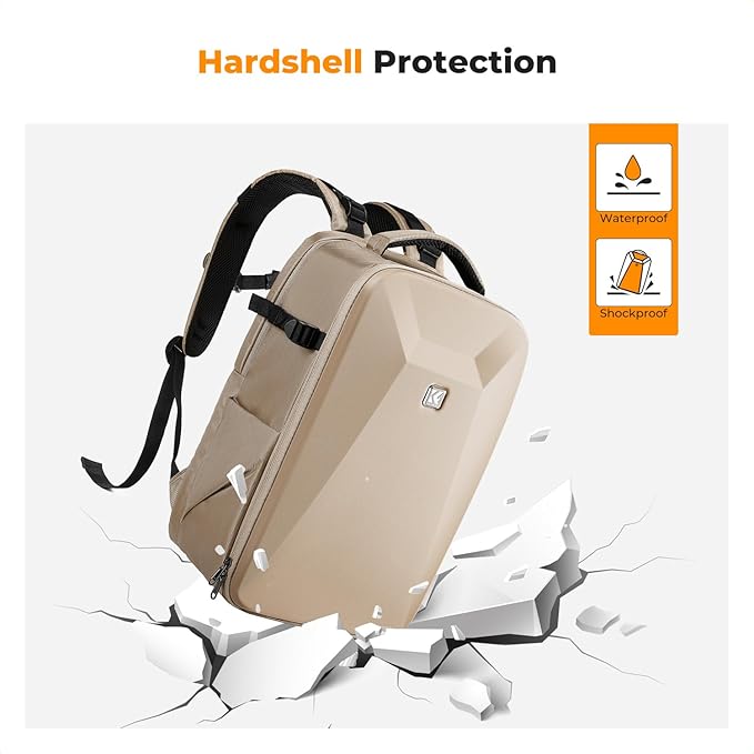 K&F CONCEPT Camera Backpack,Hardshell Photography DSLR Camera Bag with 15-15.6 Inch Laptop Compartment Hard Shell Camera Case Compatible with Canon/Nikon/Sony/DJI Mavic Drone