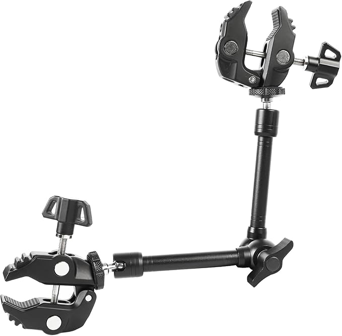 PellKing Magic Arm Clamp Kit, Camera Mount Articulating Friction Arm w 2 Pcs Super Clamp, w 1/4"-20 Screw and Thread Hole, for Camera, Light, Monitor, Webcam or Action Camera 2kg, for Table, Tube
