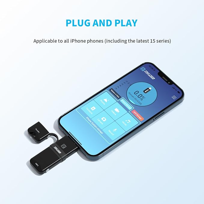 MFi Certified 128GB for iPhone Flash Drive USB C Memory Stick with Keychain Dual Type C USB Thumb Drive Photo Stick Jump Drive for Android Smartphone, Computers,iPhone/iPad/iPod/PC