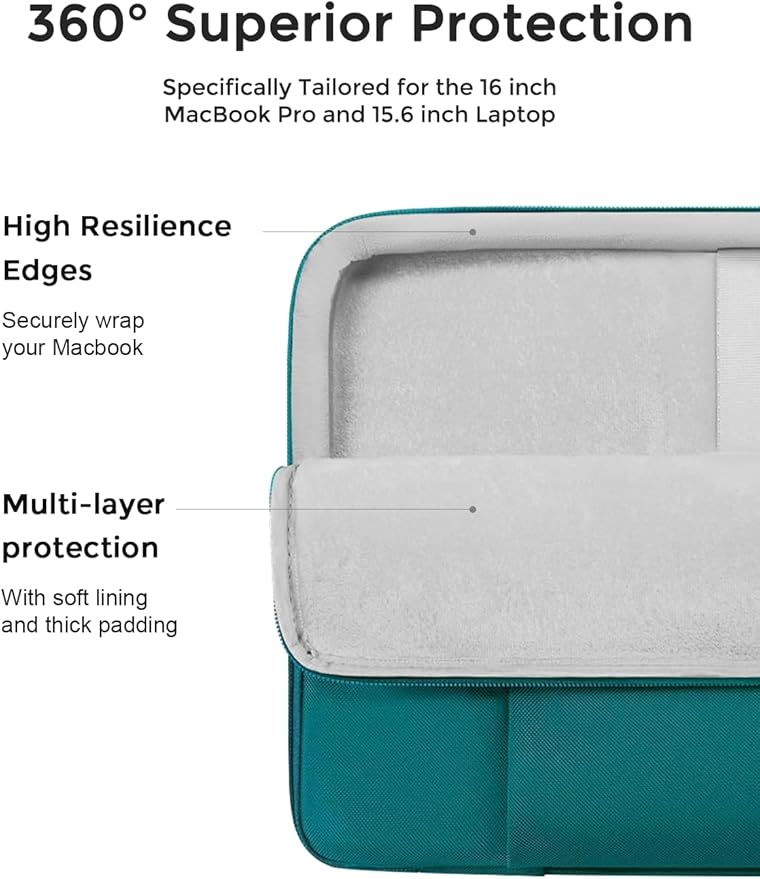 DOMISO Laptop Case Laptop Sleeve Cover for 16 inch MacBook Pro M4/M3/M2/M1 Pro/Max A3403 A3186 A2991 A2780 A2485 A2141,Compatible with 15.6 inch HP Lenovo Dell XPS 16 with Small Case,Turquoise