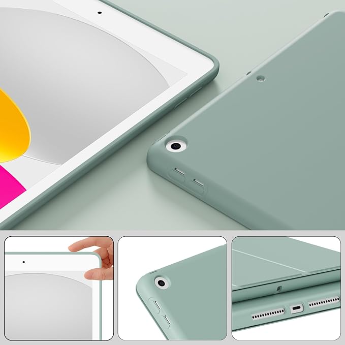 Smart Case for iPad 10.2 Inch 2021/2020/2019, for iPad 9th/8th/7th Generation Without Pencil Holder, Shockproof Cover with Soft TPU Back, Thin& Lightweight, Auto Sleep/Wake, Light Green