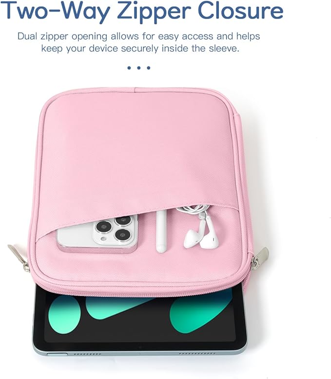 Dadanism 8-9 Inch Tablet Sleeve Bag Carrying Case for iPad mini 7th/6th 8.3", iPad mini 7.9", Galaxy Tab A7 Lite/A9 8.7", ‎Remarkable Paper Pro Move 7.3" 2025, Tab M8 8", Tab M9 9", Flowers Pink