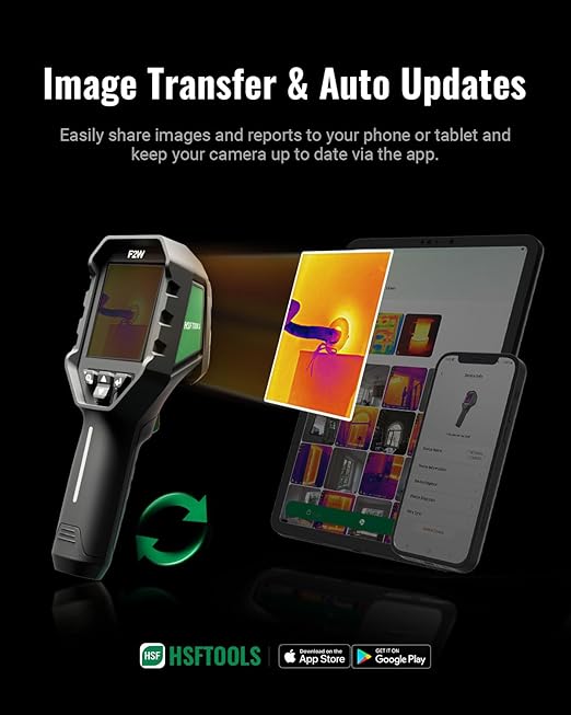 F2W Thermal Camera 256x192 IR Resolution,640x480 Super Resolution Thermal Imaging Camera, IntellFault Intelligent Scene,3.2" Screen,25Hz,-4°F to 1022°F,App Image Transfer & PC Analysis,Case