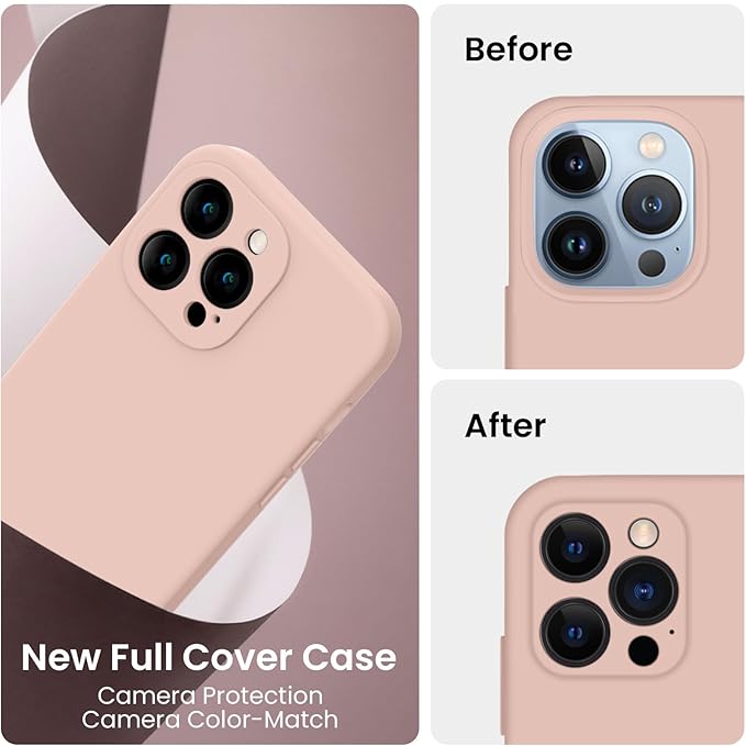 FireNova Designed for iPhone 13 Pro Max Case, Silicone [Camera Protection] Phone Case, Soft Anti-Scratch Microfiber Lining Inside, 6.7 inch, Pinksand