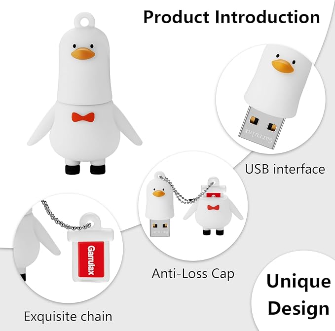 USB Flash Drives, 16GB/32GB/64GB/128GB Silicone USB2.0 High Speed Thumb Memory Stick Pen Date Storage Pendrive U Disk (Cute Goose, 64GB)