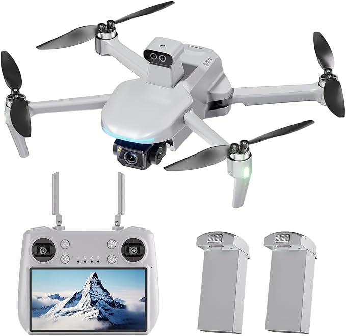 DealPrice Touch Screen Remote Drones with Camera for Adults 4k with Obstacle Avoidance, 3 Axis Gimbal Drone for Adults, GPS Auto Return Home, Follow Me, Long Range, High Wind Resistance, Rainproof, Time-lapse, Flash Lights, Zoom, SD Card Provided