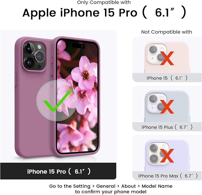 OTOFLY Designed for iPhone 15 Pro Case, Silicone Shockproof Slim Thin Phone Case for iPhone 15 Pro(6.1 inch), (Lilac Purple)