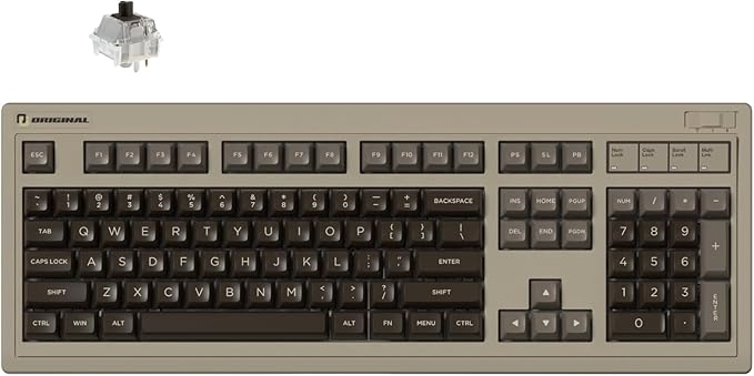 FL·ESPORTS OG104 Tri-Mode Retro Mechanical Keyboard, 104 Keys Heavy Gaming Keyboard, Hot Swappable, SA Profile PBT Keycaps, 4000mAh for Mac/PC - Silent Switches | Brown