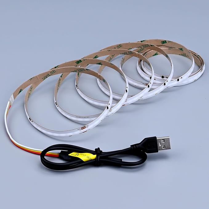 GOMING 5V 8mm Width USB WS2811 RGB COB LED Strip Dream Color with Controller USB Powered 13.12ft/4M(2pcs x 6.6ft/2M) 420LEDs/M Flexible IP20 Not Waterproof LED Tape Lights for DIY Decoration Lighting