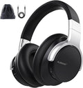 AUSDOM Bluetooth Noise Cancelling Headphones: E7 Wireless Over Ear ANC Headphones with Microphone, 50H Playtime, Hi-Fi Sound, USB C Charge, Comfortable Earpads for Travel Work Adults, Silver Black