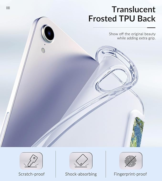 MoKo Case Fit New iPad mini 7 (A17 Pro) 2024, iPad mini 6th Generation Case 2021 (8.3-inch), iPad mini 6 Case, Soft TPU Translucent Frosted Back Cover Case for iPad mini 7th, Apricot Blossom