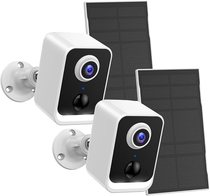 PEEIPM Security Cameras Wireless Outdoor: Solar Power Cameras for Home Security WiFi Battery Seguridad Camara System Kit Surveillance Monitor with Motion Sensor Flood Light Alarm & Color Night Vision