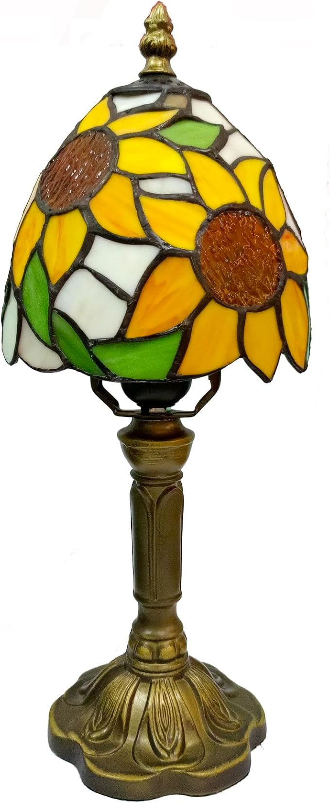 BMXKPO Tiffany Style Table Lamp,Sunflower Stained Glass Lamp,6 Inch Small Antique Bedside Lamp, for Bedroom Living Room Home,Included Dimmable LED Bulb 8W