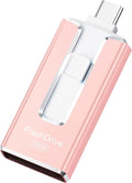 MFi Certified 256GB Flash Drive for iPhone, 3 in 1 Type-C USB Memory Stick Thumb Drive for Photos Videos, High Speed External Memory Storage Photo Stick for iPhone iPad Android PC (Rose Pink)