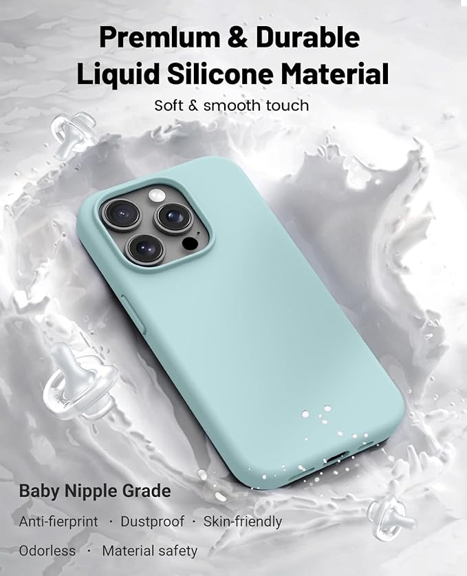 OTOFLY for iPhone 15 Pro Case [Compatible with MagSafe] Full-Body Silicone Shockproof Slim Thin Phone Case for iPhone 15 Pro 6.1 inch (Mint Green)