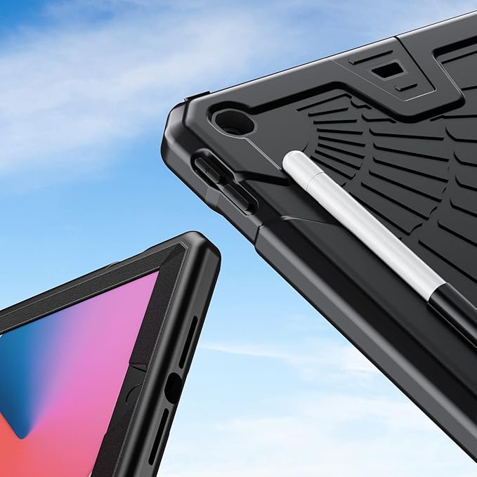 Sibeitu Case for iPad 9th Generation 10.2 Inch 2021 with Pencil Holder, Rugged Shockproof iPad 8th 7th Case 2020 2019 with Kickstand, Heavy Duty Protective Cover for Kids Boys Girls l Black