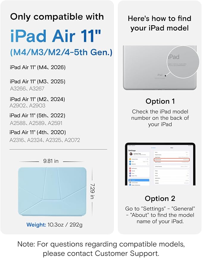 MOFT Dynamic Folio Case for iPad Air 11"(M4 2026 / M3 2025 / M2 2024) & iPad Air 10.9-inch 5th 4th Generation 2022 2020, Slim Magnetic Stand Case with 20+ Viewing Angles, Soothing Mist x Misty Cove