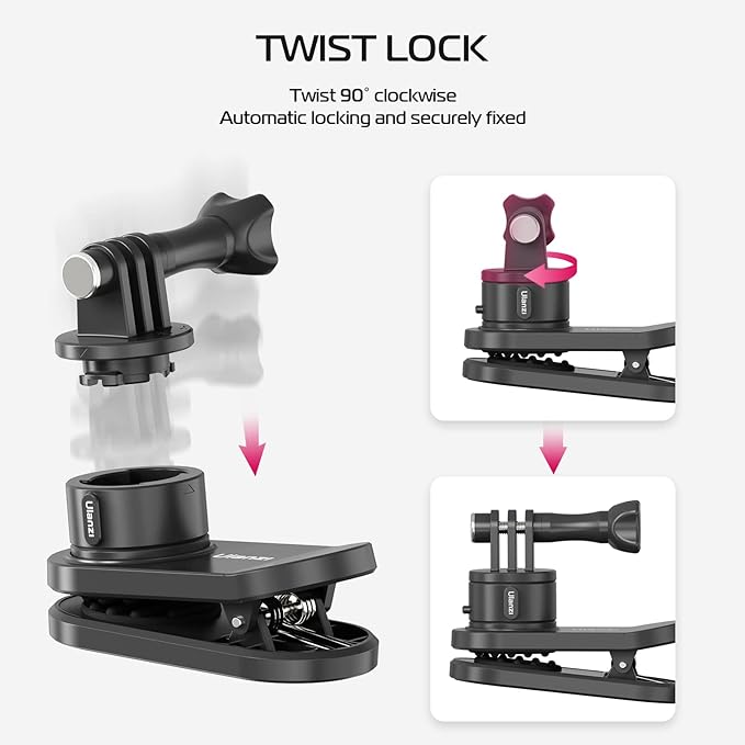 ULANZI Backpack Mount for Action Camera, Go Quick II Magnetic Suction Clip Clamp Mount Quick Release Shoulder Strap Holder Universal Accessories for Max Hero 13 12 11 10 9 8 7 6 5 Black DJI Action