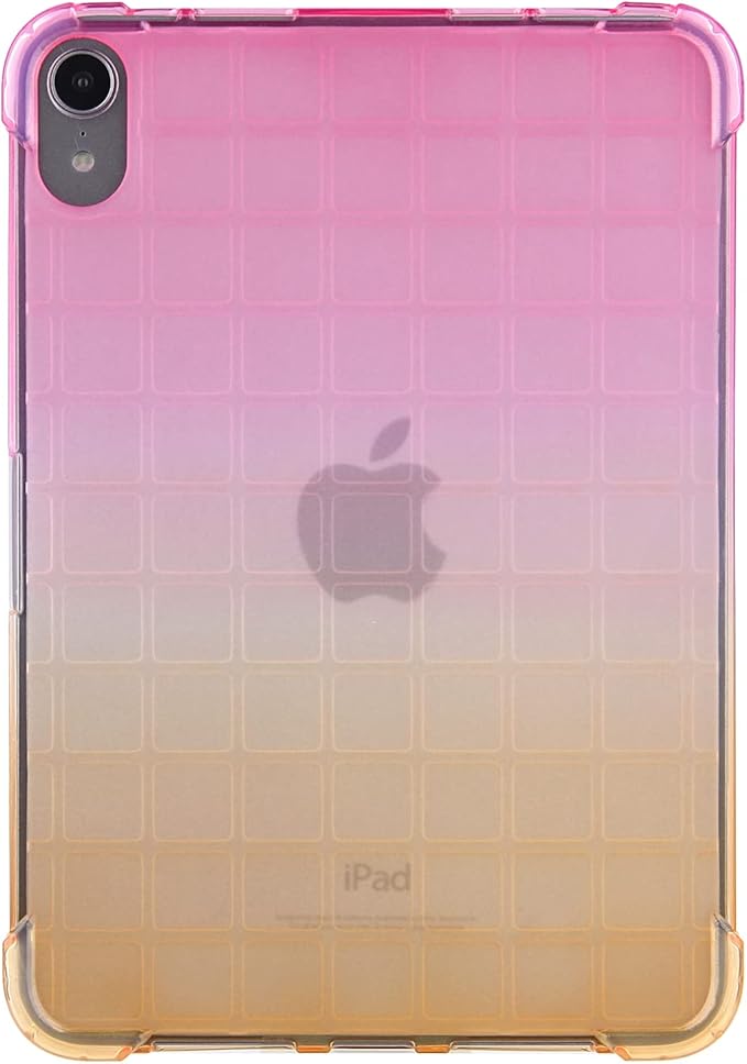 Translucent Case for iPad mini 7 A17 Pro 2024 & iPad mini 6 2021, Frosted Back Soft TPU Shockproof Matte Clear Silicone Bumper Shell for iPad mini 7th/6th Generation 8.3 inch, Pink & Yellow