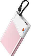 Aaoyun Portable Charger Power Bank, 10000mAh 22.5W PD Fast Charging Powerbank with Built-in USB C Cable, Slim External Phone Battery Pack for iPhone 17/16/15 Samsung S24 Android etc (Pink)