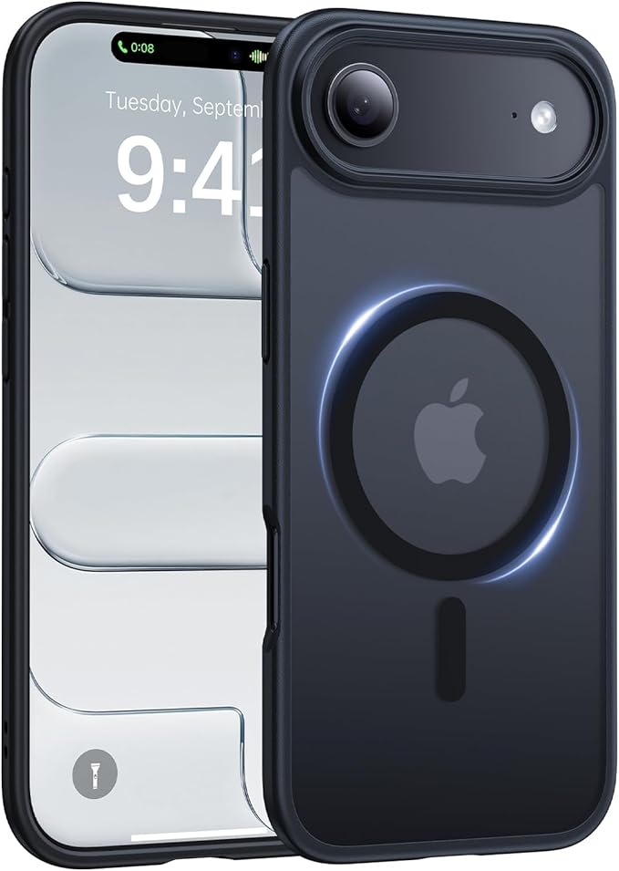 Magnetic for iPhone Air Case 2025,[Anti-Slip][Compatible with MagSafe][Military Grade Drop Protection] Shockproof Protective Translucent Matte Phone Case for iPhone 17 Air Case,Black