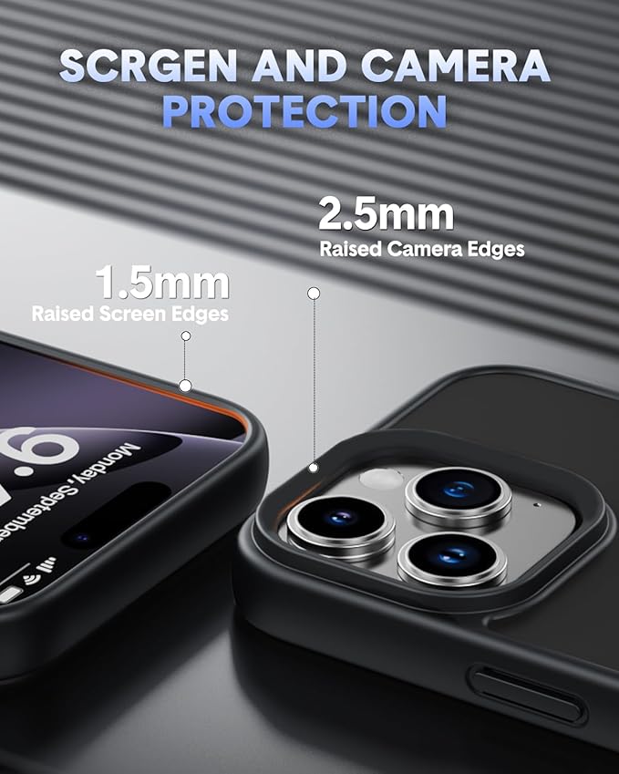 for iPhone 16 Pro Case,Compatible with MagSafe, Includes Tempered Glass Screen & Lens Protectors, Translucent Matte Anti-Fingerprint, Slim Full-Body Military Grade Shockproof case