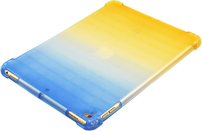 for Apple iPad 9th/8th/7th Generation Case 10.2 inch (2021/2020/2019),Slim Lightweight Translucent Clear Soft TPU Back Shockproof Cover Silicone Corner Protective Tablet Shell, Blue & Yellow