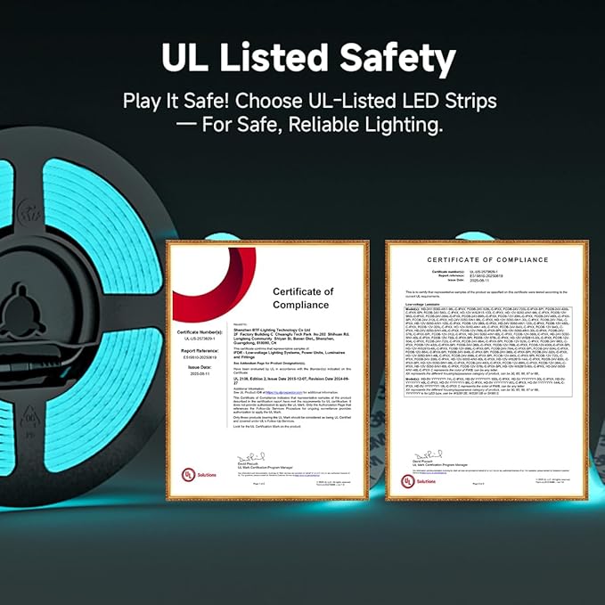 BTF-LIGHTING FCOB COB LED Strip Ice Blue 5mm Width UL Listed Super Narrow Flexible Uniform Light DC12V 16.4FT CRI 90+ Dimmable LED Ribbon for Bedroom Home Indoor Decor(No Adapter or Controller)
