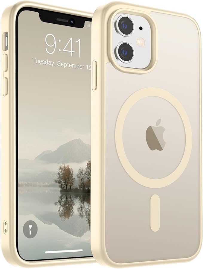 SUPFINE Magnetic for iPhone 11 Phone Case (Compatible with MagSafe) (Military Grade Drop Protection) Slim Translucent Matte Shockproof with Anti-Fingerprint Phone Case,Antique White