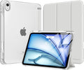 MoKo for iPad Air 11 inch Case (M4/M3/M2) 2026/2025/2024, iPad Air 5th/4th Gen 10.9 inch Case 2022/2020 with Pencil Holder, Slim Light Trifold Cover with Hard PC Translucent Back Shell, Light Gray