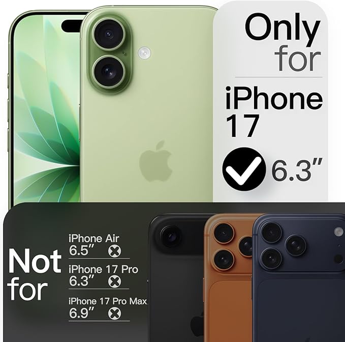 JETech Magnetic Slim Case for iPhone 17 6.3-Inch, Compatible with MagSafe, Ultra-Thin Lightweight Minimalist Phone Cover with Matte Finish and Full Camera Lens Protection (Sage)
