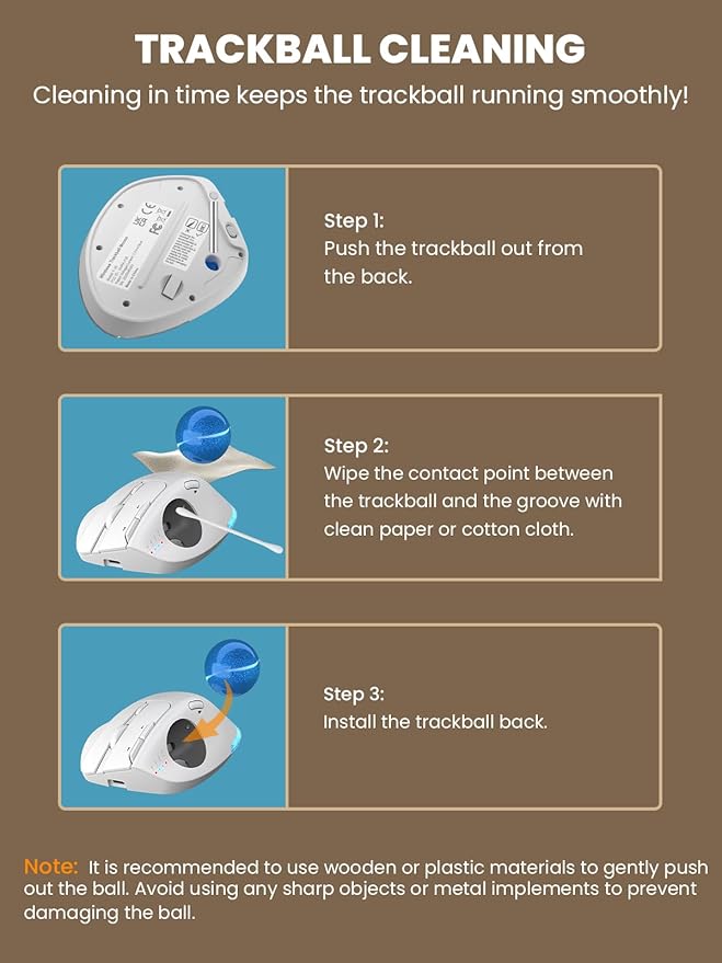 MAM1 Pro Wireless Trackball Mouse, Ergonomic Bluetooth Rechargeable Computer Mouse, Backlit Rollerball Thumb mice with 5 Level DPI, Adjustable Angle, 3 Devices Connection for PC, Windows - White Mouse