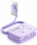 NTONPOWER Purple Travel Power Strip, 6 Outlets 4 USB Ports(2 USB C), 4ft Purple Extension Cord Wrapped Around Small Power Strip, Compact for Travel, Hotel, Cruise Approved