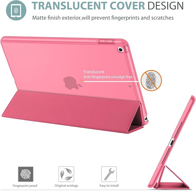 ProCase Smart Case for iPad 9.7 Inch iPad 6th/5th Generation 2018 2017(Model: A1893 A1954 A1822 A1823), Ultra Slim Lightweight Stand Cover with Translucent Frosted Back -Melonpink