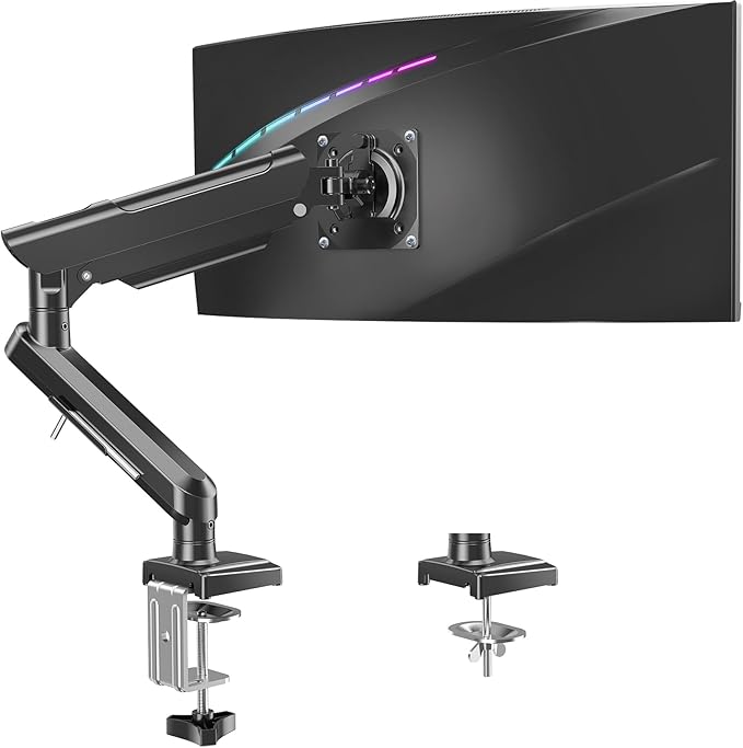 Single Monitor Desk Mount, 13-32 inch Adjustable Full Motion Monitor Arm, Computer Monitor Stand Holder with Clamp and Grommet Base, Fits 4.4 to 22lbs Screens, VESA Mount Bracket, Black, Freelift Pro