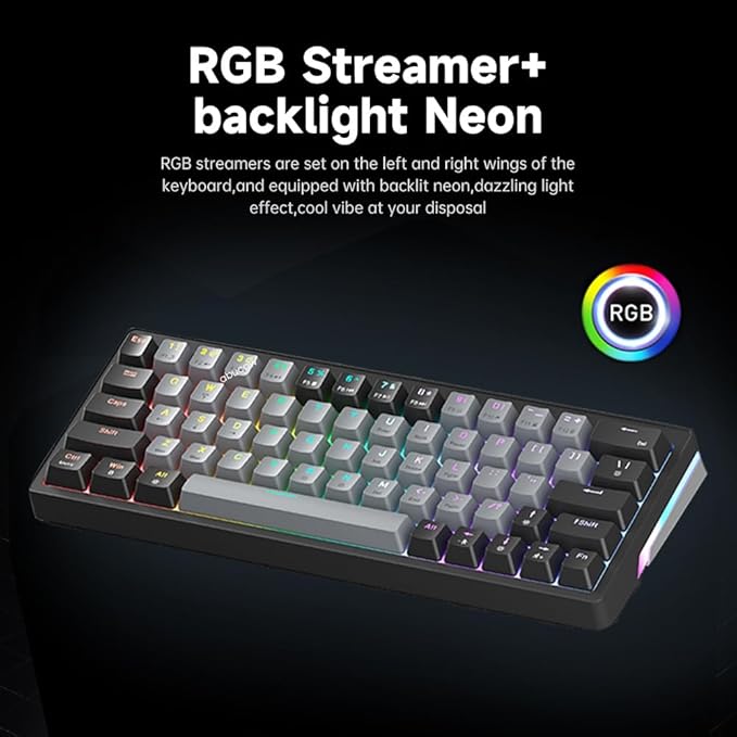 abucow 60% Mechanical Gaming Keyboard Red Switch Wired Compact Keyboard with RGB Backlight Anti-Ghosting No-Conflict 63 Swappable keycaps Ergonomic Design for Windows/Mac