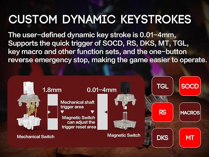 BOYI 66Pro-Flash Aluminum Magnetic Switch Gaming Keyboard,TMR/HE Keyboard Gaming 65% Hall Effect,RGB HotSwap 0.01mm Hyper-Fast 8K Hz Polling Rate,PBT Side Printed Keycaps Mechanical Keyboard with Knob