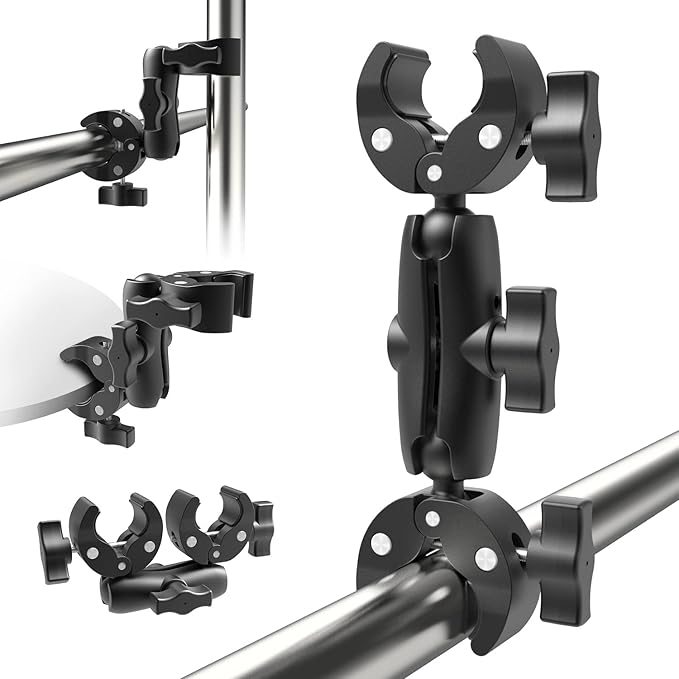 Taisioner Double Super Clamp Mount Umbrella clamp Camera Clamp Pole Clamp for Monitor Bracket Magic Socket Arm Desk Photo Studio Light Stand, Photography Reflector, Flag Holder Mount, Cross Bar