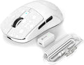 ATTACK SHARK R6 39g Superlight Wireless Gaming Mouse,PixArt PAW3950MAX 42000 DPI,MCU Nodic 52840 Computer Mouse,8K Polling Rate Web Driver,BT/2.4Ghz/Wired Tri-Mode Mice with Coiled Cable-White&Tape