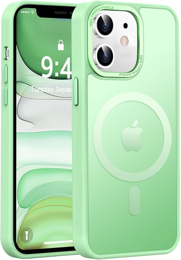 Newfuture Designed for iPhone 11 Case with Strong Magnetic [13 FT Military Drop Protection] [Compatible with Magsafe] Slim Translucent Matte Shockproof with Anti-Fingerprint Phone Case, Matcha Green