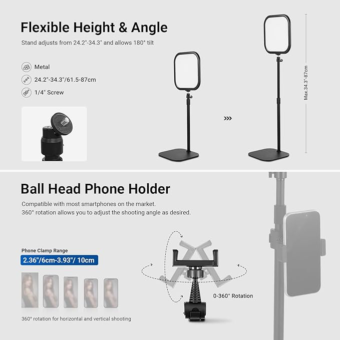 NEEWER Basics 10.8" Video Conference Lighting with Desk Stand & Phone Holder, 15W Bi Color Edge Lit Full Screen Light CRI95+ for Computer Laptop Webcam Zoom Calls Streaming