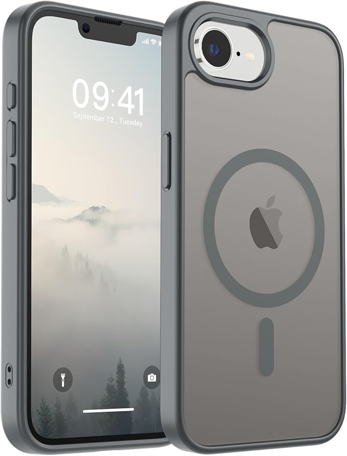SUPFINE Magnetic for iPhone 17e Case/iPhone 16e Case (Compatible with MagSafe)(Military Grade Drop Protection) Translucent Matte Shockproof with Anti-Fingerprint Phone Case,Gray