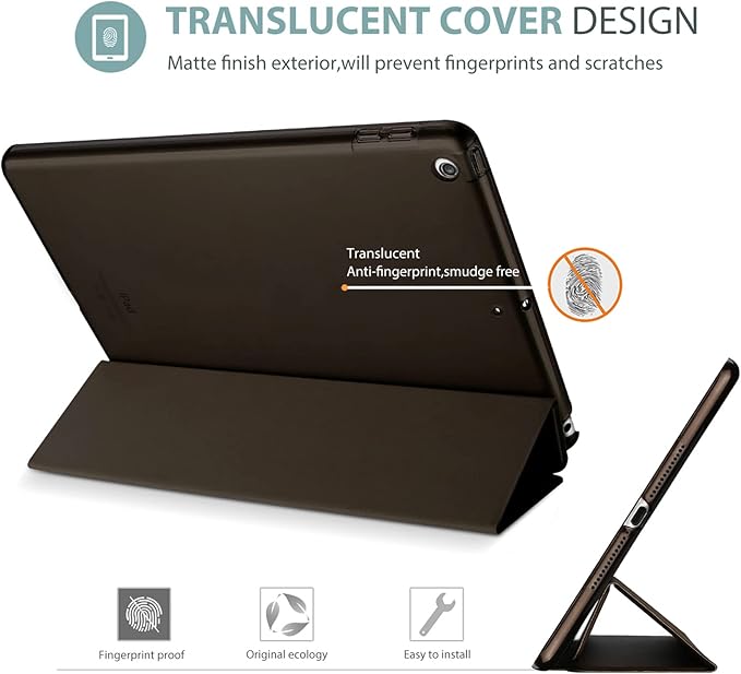 ProCase Smart Case for iPad 9.7 Inch iPad 6th/5th Generation 2018 2017(Model: A1893 A1954 A1822 A1823), Ultra Slim Lightweight Stand Cover with Translucent Frosted Back -Brown